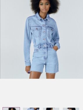Zara Pale Blue Denim Jumpsuite